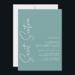アクアブルーグリーン |シンプルScript Sweet 16誕生日 招待状<br><div class="desc">そしてモダンシンプルな甘い16招待状は手書きのスクリプトフォントを搭載。白いフォントの深いアクアの背景。</div>