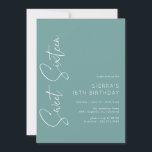 アクアブルーグリーン |シンプルScript Sweet 16誕生日 招待状<br><div class="desc">そしてモダンシンプルな甘い16招待状は手書きのスクリプトフォントを搭載。白いフォントの深いアクアの背景。</div>