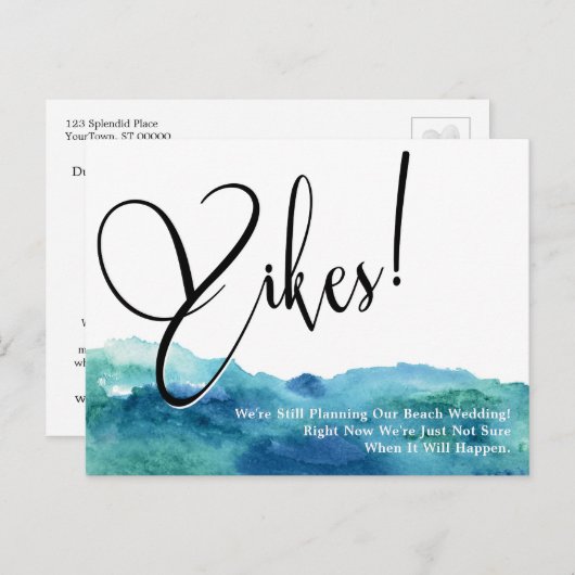 アクアブルーグリーンYikes!延期さユーモアのあるれ結婚た ポストカード (正面/裏面)