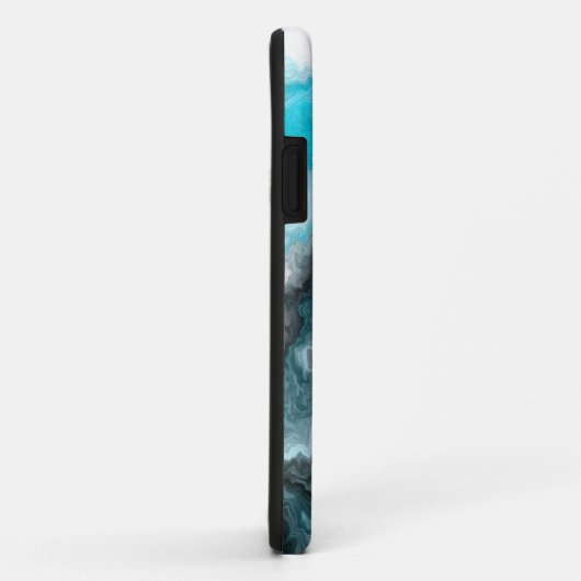 アクアブルーグレーとブラックウェーブズ抽象芸術アーモダント Case-Mate iPhoneケース (裏面/右)