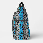 アクアブルーグレーブラックデジタルピクセル化されたストライプ スリングバッグ (正面)