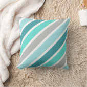 アクアブルーグレーホワイトジャイアントストライプ クッション (ブランケット)