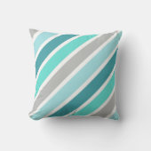 アクアブルーグレーホワイトジャイアントストライプ クッション (正面)