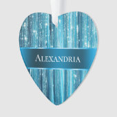 アクアブルーグレームティンゼルストライプズ オーナメント (正面)