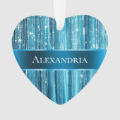 アクアブルーグレームティンゼルストライプズ オーナメント (正面)