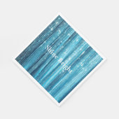 アクアブルーグレームティンゼルストライプズ スタンダードランチョンナプキン (角)