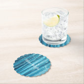 アクアブルーグレームティンゼルストライプズ ペーパーコースター (インサイチュ)