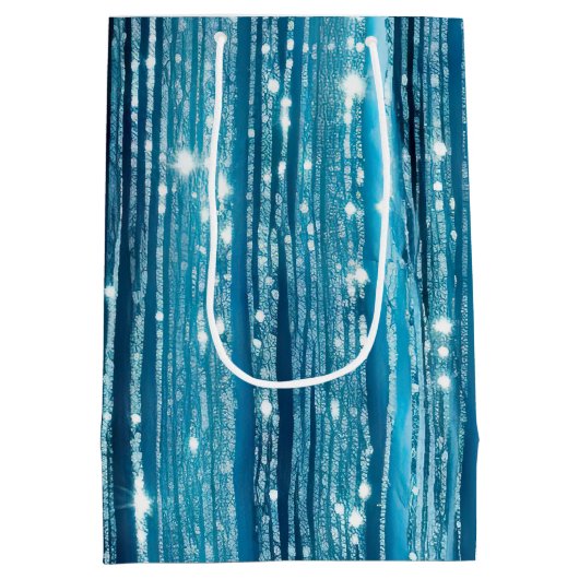 アクアブルーグレームティンゼルストライプズ ミディアムペーパーバッグ (裏面)