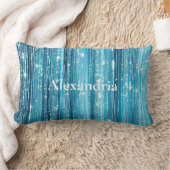 アクアブルーグレームティンゼルストライプズ ランバークッション (ブランケット)