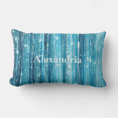 アクアブルーグレームティンゼルストライプズ ランバークッション (正面)