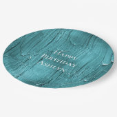 アクアブルーケーキつや消し誕生日 ペーパープレート (アングル)