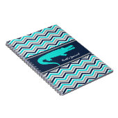 アクアブルーゲーターオンシェブロンパーソナライズされたノート ノートブック (右側)