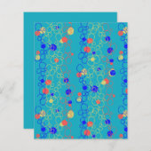 アクアブルーコーラルライムグリーンサークルスクラップブック紙 (正面/裏面)