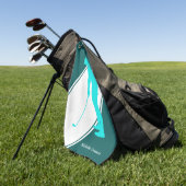 アクアブルーゴルファーオンティール(緑がかった色)ホワイト ゴルフタオル (グリーン)