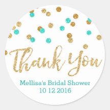 アクアブルーゴールドコンフェッティブライダルシャワー特典タグ