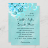 アクアブルーサファイアフローラハイビスカスウェディング招待状 招待状 (正面/裏面)
