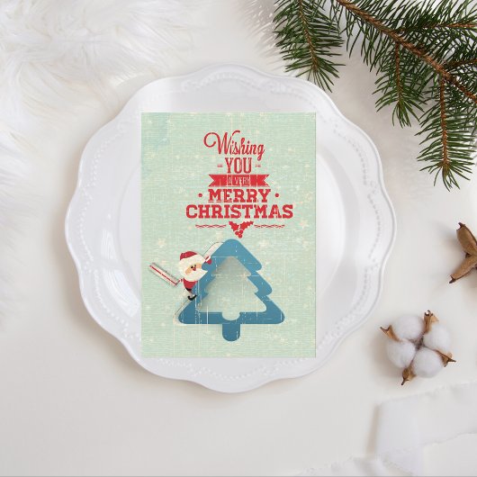 アクアブルーサンタクロスクリスマスツリー シーズンカード