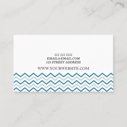 アクアブルーシェブロンパターンブティック 名刺 (裏面)