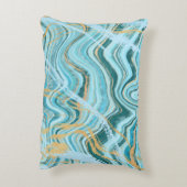 アクアブルーシックビーチ水彩瑪瑙デコールピロー アクセントクッション (裏面(縦))