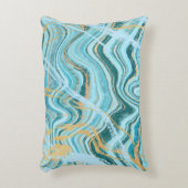 アクアブルーシックビーチ水彩瑪瑙デコールピロー アクセントクッション (正面(垂直))