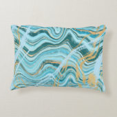 アクアブルーシックビーチ水彩瑪瑙デコールピロー アクセントクッション (裏面)
