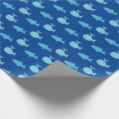 アクアブルーシャーク&クジラ少年の誕生日ラップ ラッピングペーパー (角)