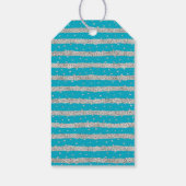 アクアブルーシルバースパークリーストライプ紙吹雪 ギフトタグ (裏面)