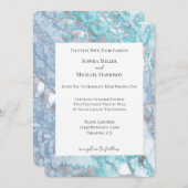 アクアブルーシルバーマーブル結婚ズ 招待状 (正面/裏面)