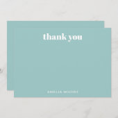 アクアブルーシンプルモダンキュートカスタムベイビーシャワー サンキューカード (正面/裏面)