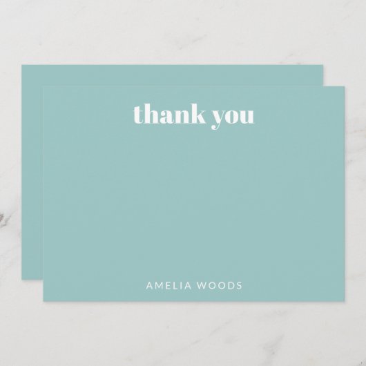 アクアブルーシンプルモダンキュートカスタムベイビーシャワー サンキューカード (正面/裏面)