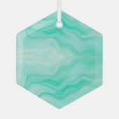 アクアブルーシーウェーブミニマリストサンキャッチャー ガラスオーナメント (正面)