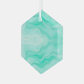 アクアブルーシーウェーブミニマリストサンキャッチャー ガラスオーナメント (正面左)