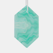 アクアブルーシーウェーブミニマリストサンキャッチャー ガラスオーナメント (正面右)