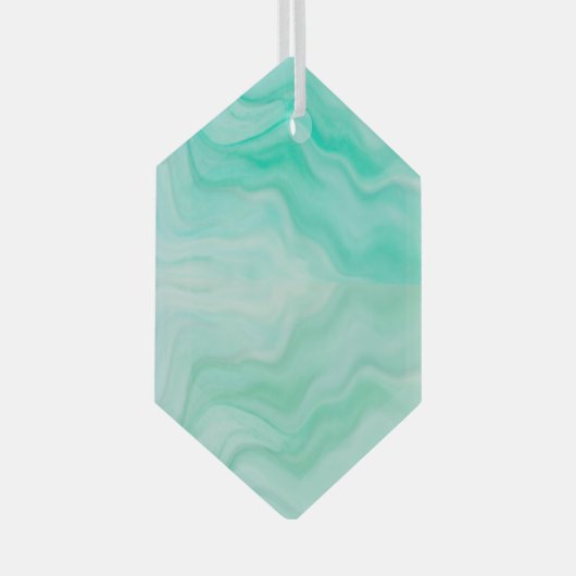 アクアブルーシーウェーブミニマリストサンキャッチャー ガラスオーナメント (正面右)