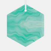 アクアブルーシーウェーブミニマリストサンキャッチャー ガラスオーナメント (裏面)