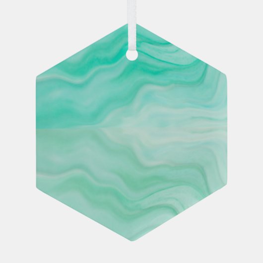 アクアブルーシーウェーブミニマリストサンキャッチャー ガラスオーナメント (裏面)