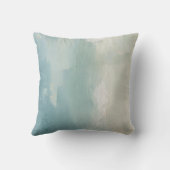 アクアブルーシーグリーンティール（緑がかった色）ベージュウォーターカラー16" クッション (裏面)
