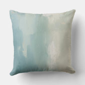 アクアブルーシーグリーンティール(緑がかった色)ベージュウォータープリント クッション (裏面)