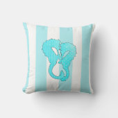 アクアブルーシーシェルとシーホース枕 クッション (正面)