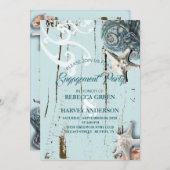 アクアブルーシーシェルスターフィッシュビーチ婚約パーティ 招待状 (正面/裏面)