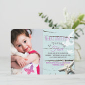 アクアブルーシーシェルビーチ写真バースデーパーティー 招待状 (スタンド正面)