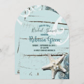 アクアブルーシーセルビーチブライダルシャワー 招待状 (正面/裏面)