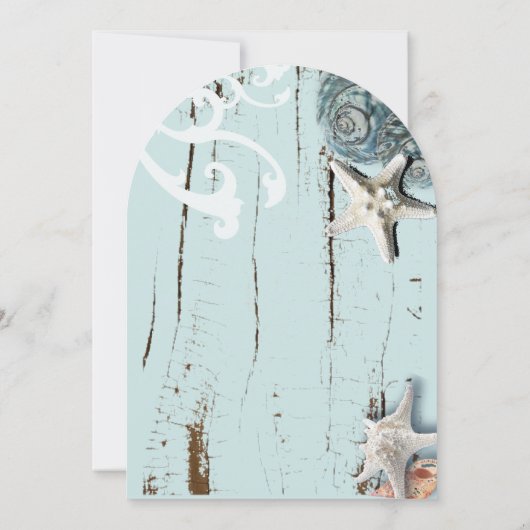 アクアブルーシーセルビーチブライダルシャワー 招待状 (裏面)