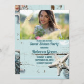 アクアブルーシーセルビーチSweet sixteenパーティー 招待状 (正面/裏面)