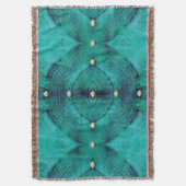 アクアブルースに散りばめられたフロアパターン スローブランケット (正面縦)