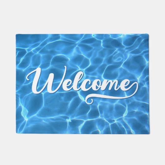 アクアブルースイミングプールウォーターフォトウェルカムセンター ドアマット (正面)