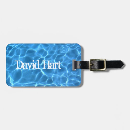 アクアブルースイミングプールウォーターフォト ラゲッジタグ (正面横)