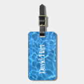 アクアブルースイミングプールウォーターフォト ラゲッジタグ (正面縦)