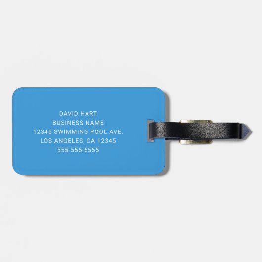 アクアブルースイミングプールウォーターフォト ラゲッジタグ (裏面横)