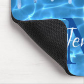 アクアブルースイミングプールグリッタードリップモノグラム マウスパッド (コーナー)